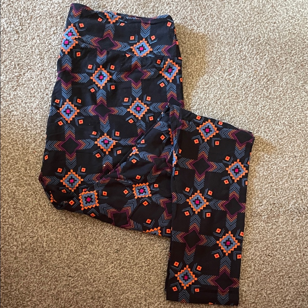 LuLaRoe Black and Multicolor Geometric Leggings